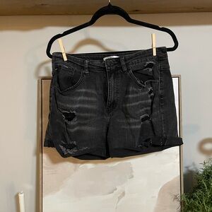 KanCan Black Distressed Jean Shorts